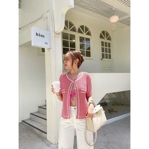 Knit top in red and yellow (2 pcs)